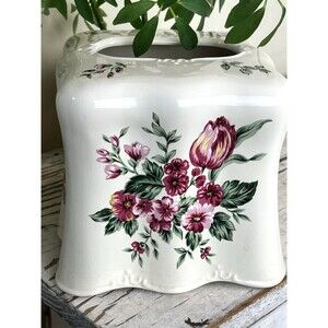 Vintage Rose Cream And Florals Ceramic Tissue Box Cover Liz Home Cottage Decor